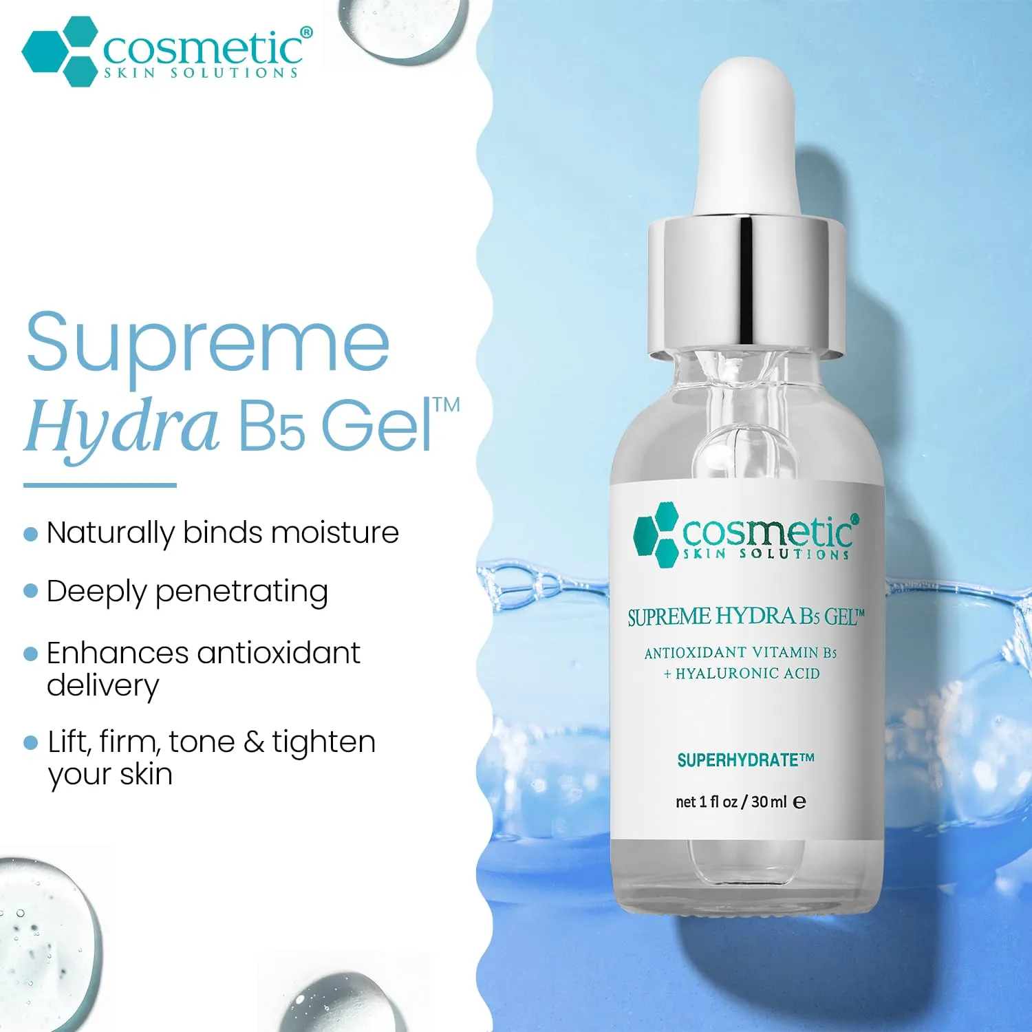 #1 BEST Supreme Hydra B5 Gel - Deeply moisturizing HA gel combines antioxidants Vitamin B5 to SUPERHYDRATE™ depleted moisture levels - 1 oz