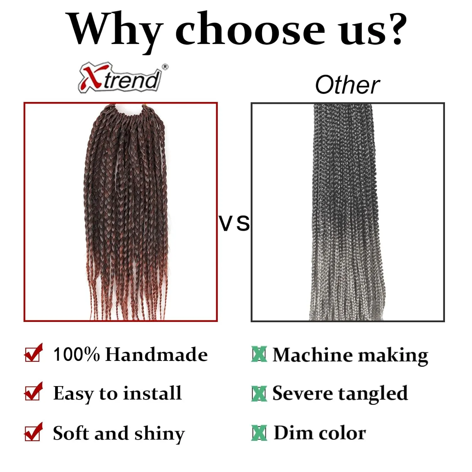 10 Inch Box Braids Crochet Hair Pre-looped 6 Packs Bohemian Short Bobo Box Braids Hair Extensions Copper Red Synthetic Crochet Hair for Women (18Strands/pack T350#)