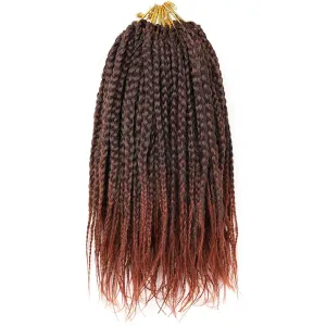 10 Inch Box Braids Crochet Hair Pre-looped 6 Packs Bohemian Short Bobo Box Braids Hair Extensions Copper Red Synthetic Crochet Hair for Women (18Strands/pack T350#)