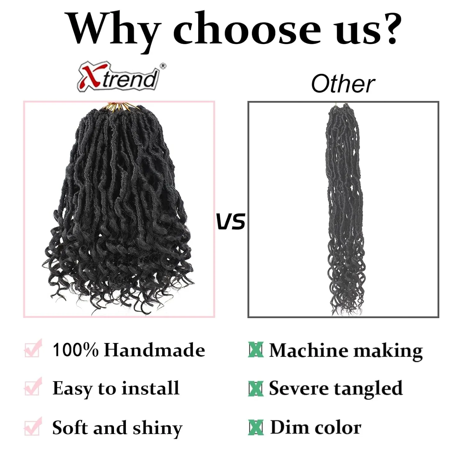 10 Inch New Faux Locs Crochet Hair With Curly Ends 7 Packs Pre-looped Goddess Locs Crochet Hair Bohemian Natural Black Soft Locs Crochet Hair Extensions for Women (12Strands/pack 1B#)