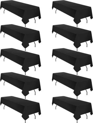 10 Pack 60 x 126 Inch Tablecloth, Black Polyester Tablecloth for 8 Ft Rectangle Tables, Stain and Wrinkle Resistant Washable Fabric Table Cover for Wedding Party Dining Buffet Parties or Camping
