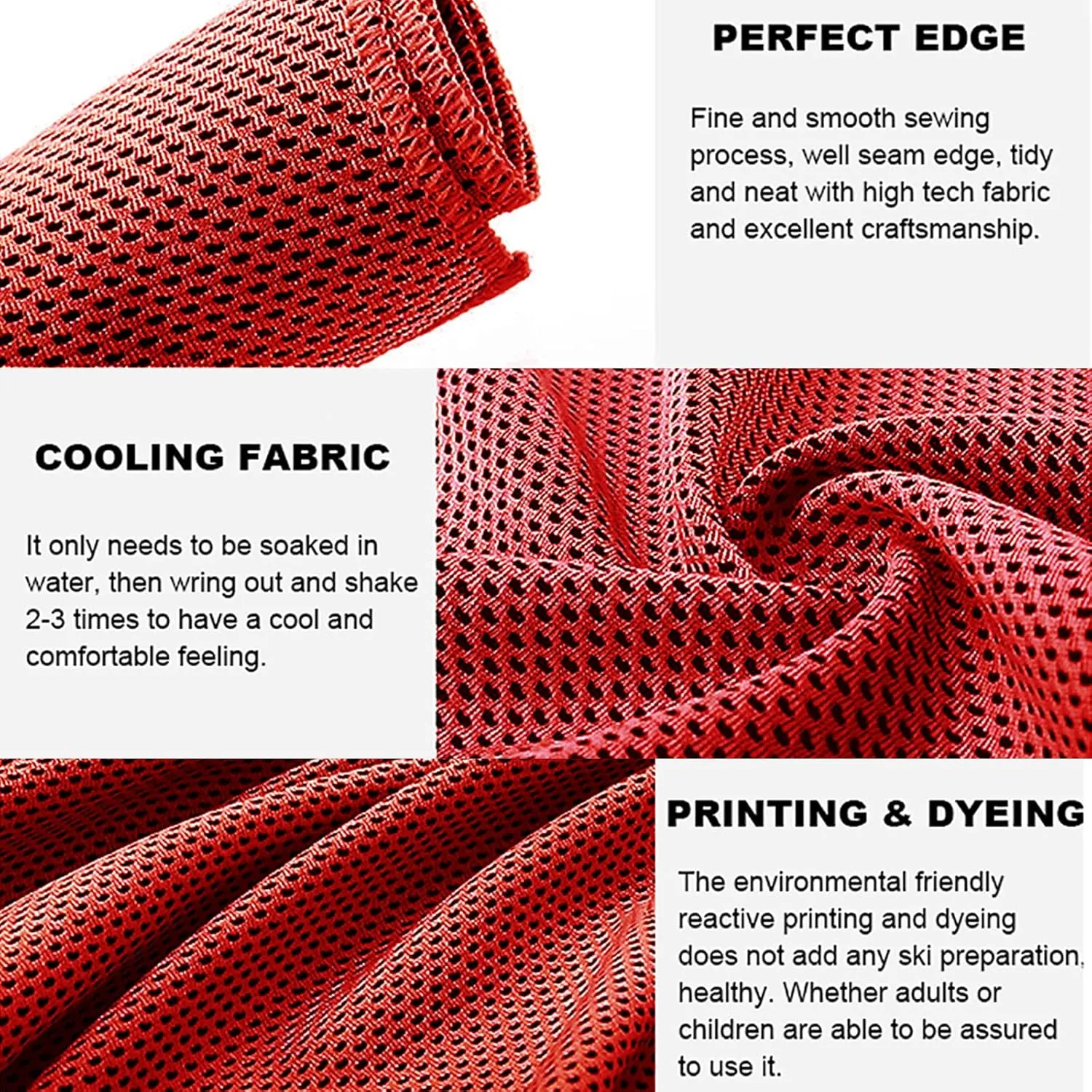 10 Pack Cooling Towels Bulk Microfiber Ice Towel Quick Dry Breathable Chilly Sweat Towel Stay Cool Towel for Neck Face Yoga Gym Workout Running Pilates Beach with Carabin Bag, 40x12'', Red