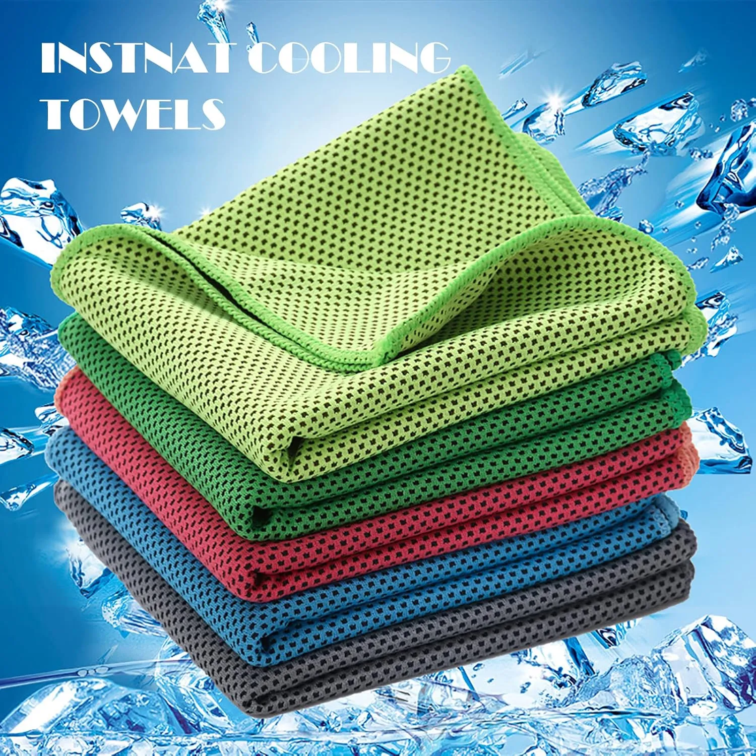 10 Pack Cooling Towels Bulk Microfiber Ice Towel Quick Dry Breathable Chilly Sweat Towel Stay Cool Towel for Neck Face Yoga Gym Workout Running Pilates Beach with Carabin Bag, 40x12'', Red