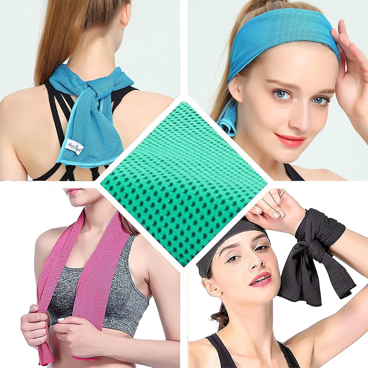 10 Pack Cooling Towels Bulk Microfiber Ice Towel Quick Dry Breathable Chilly Sweat Towel Stay Cool Towel for Neck Face Yoga Gym Workout Running Pilates Beach with Carabin Bag, 40x12'', Red