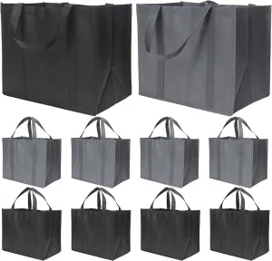10 Pack Reusable Grocery Shopping Bags,Eco Produce Bags,Large Foldable Tote Bags with Long Handle
