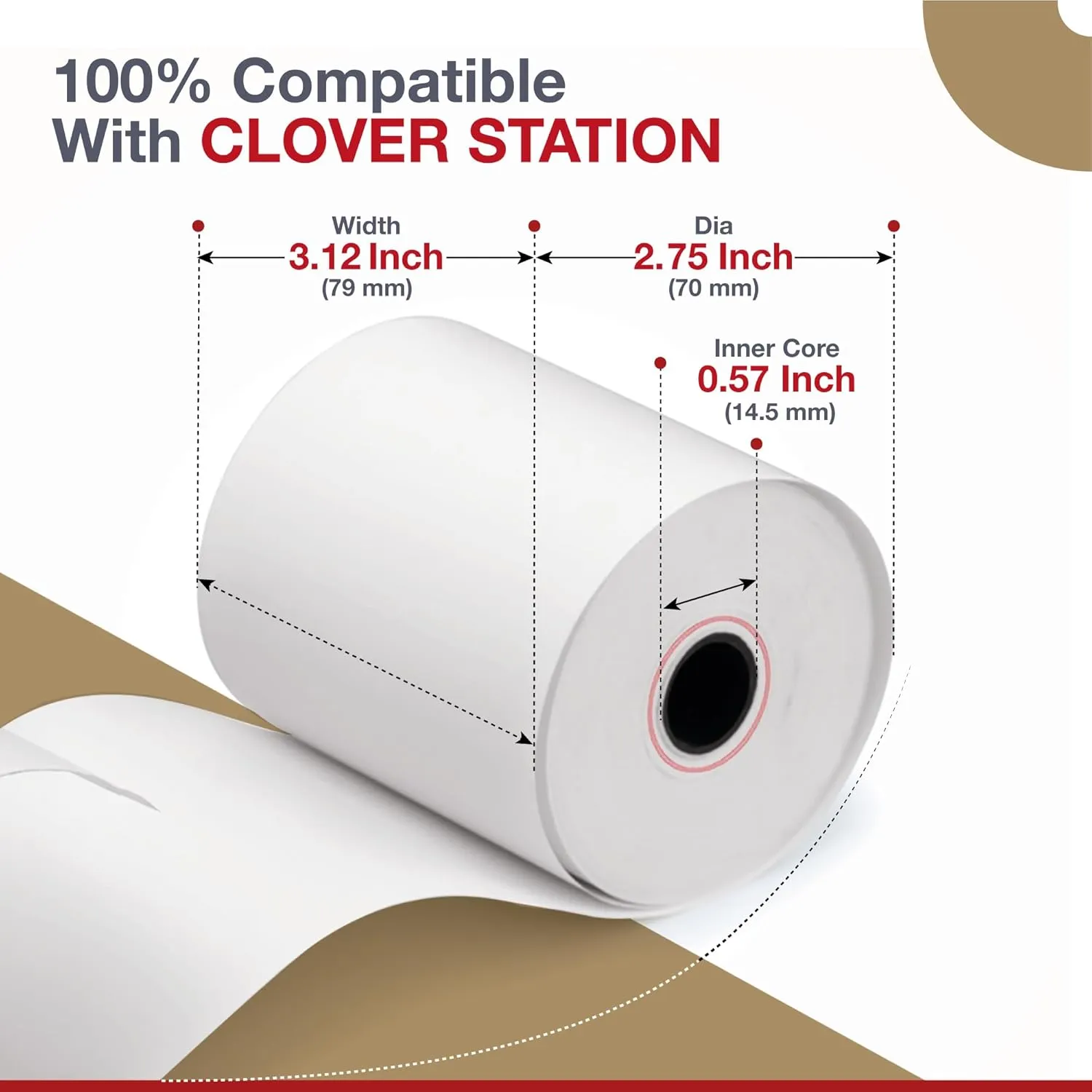 10 Rolls - Clover Station Receipt Paper - 3 1/8" x 230' - BPA Free - Thermal Receipt Paper Rolls for Clover Duo C505 and Clover POS Station Printer P100, P500, P550