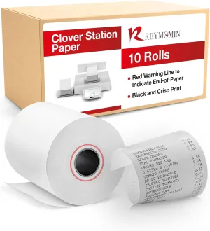 10 Rolls - Clover Station Receipt Paper - 3 1/8" x 230' - BPA Free - Thermal Receipt Paper Rolls for Clover Duo C505 and Clover POS Station Printer P100, P500, P550