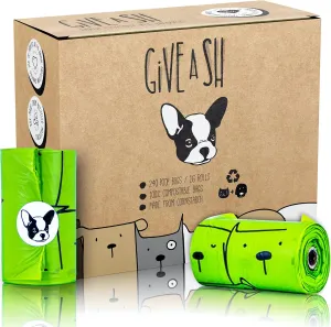 100% Certified Home Compostable Dog Poop Bags - 10% to Charity - ASTM D6400 & EN 13432 Compliant - 240 x Plant Based Compostable Poop Bags (16 Rolls)