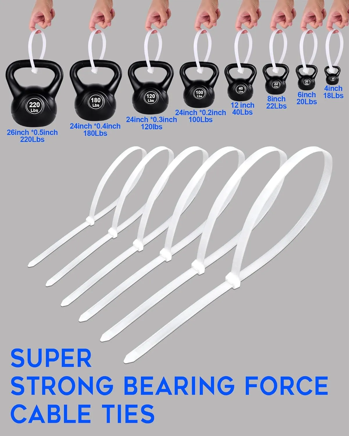 1000 Pcs Black Cable Zip Ties Assorted Sizes 14/12/10/8/6/4 Inch Heavy Duty Plastic Wire Ties UV Resistant Tie Wraps Mixed Pack Self Locking Nylon Wire Ties