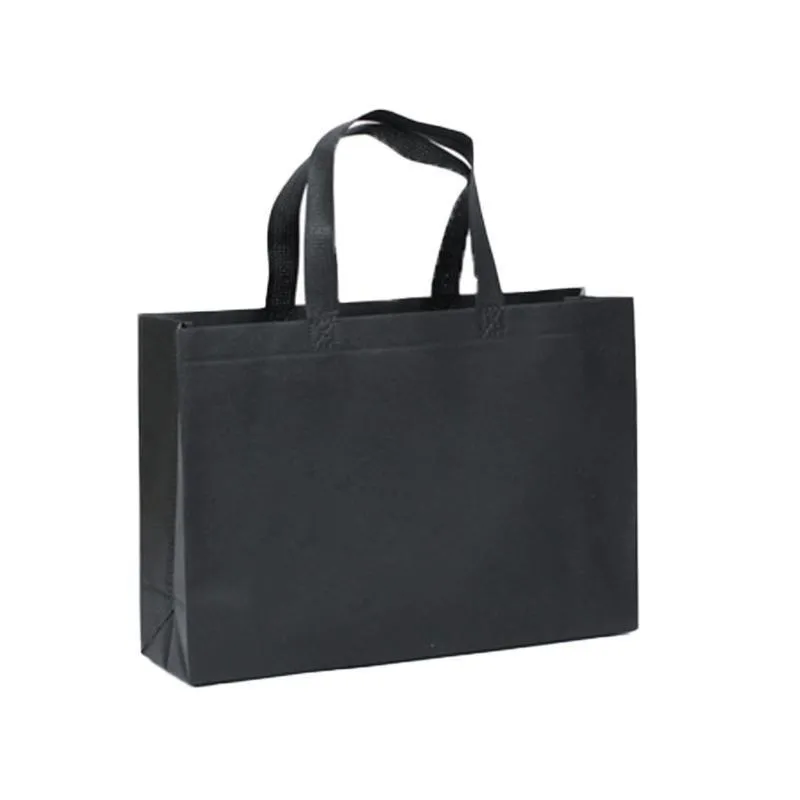 100PCS Reusable Non Woven Shopping Bags Eco Friendly Washable Tote Bags Black