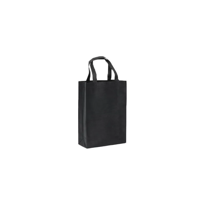 100PCS Reusable Non Woven Shopping Bags Eco Friendly Washable Tote Bags Black