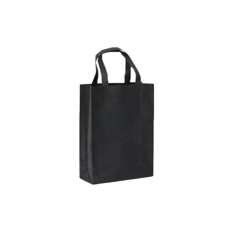 100PCS Reusable Non Woven Shopping Bags Eco Friendly Washable Tote Bags Black