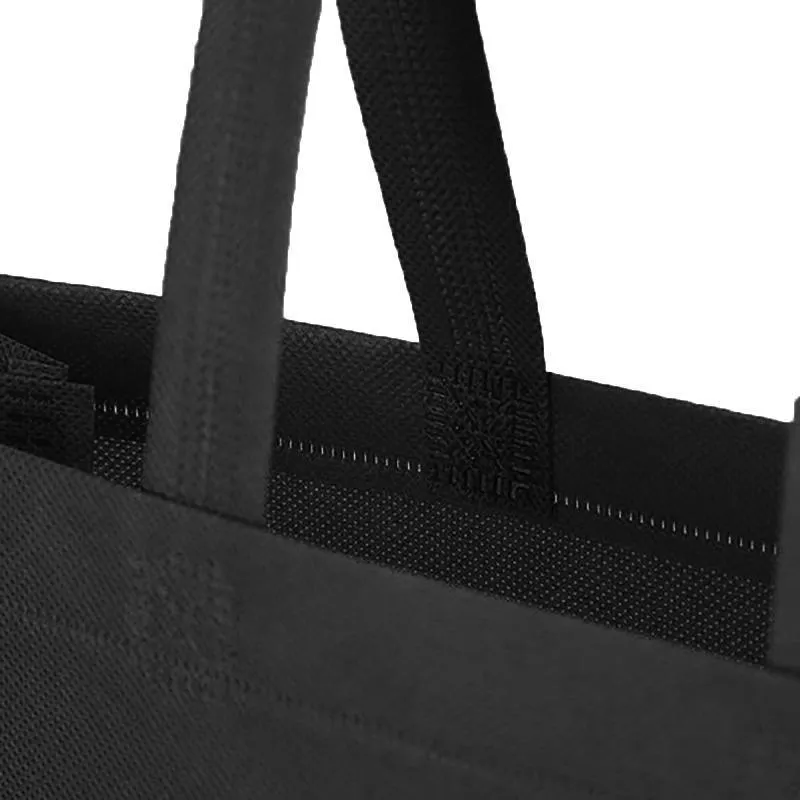 100PCS Reusable Non Woven Shopping Bags Eco Friendly Washable Tote Bags Black
