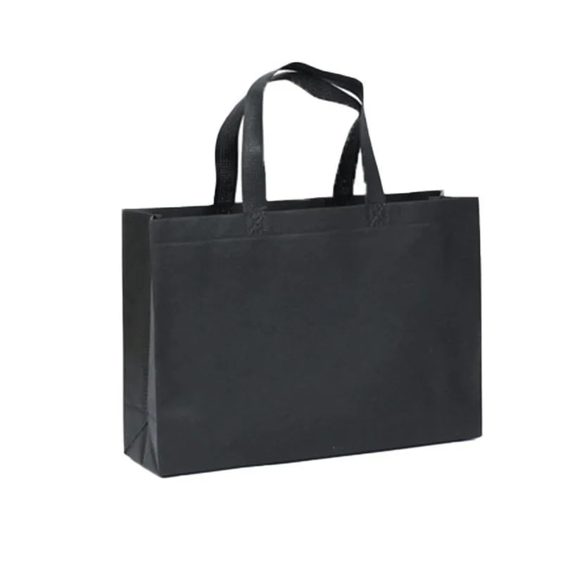100PCS Reusable Non Woven Shopping Bags Eco Friendly Washable Tote Bags Black