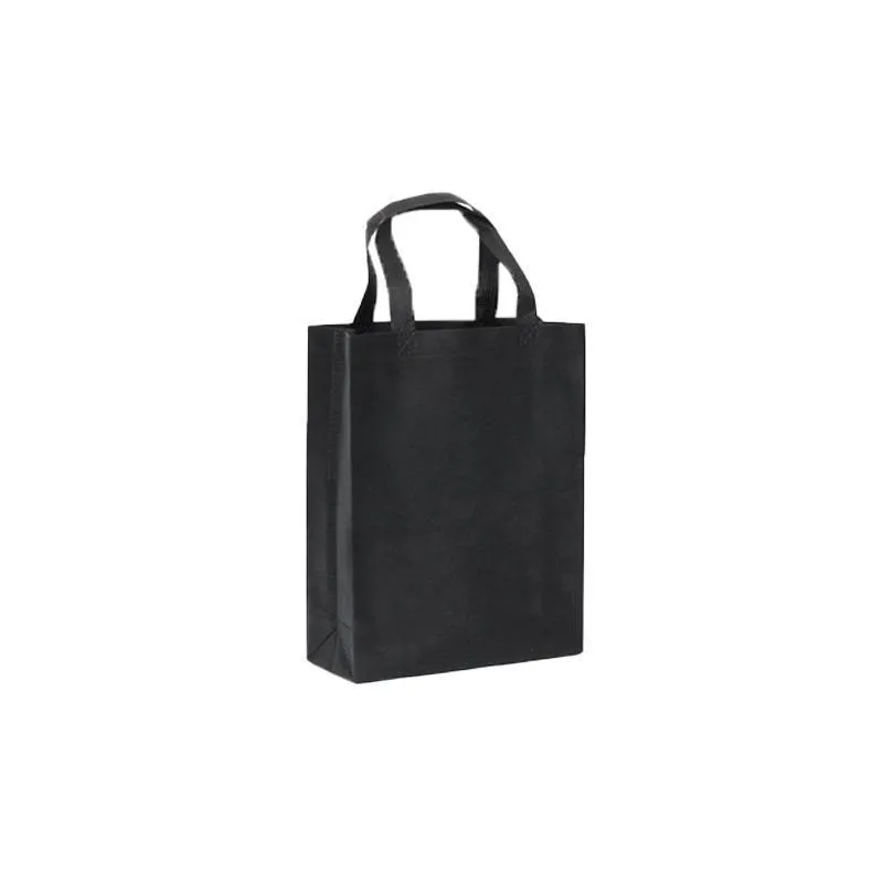 100PCS Reusable Non Woven Shopping Bags Eco Friendly Washable Tote Bags Black