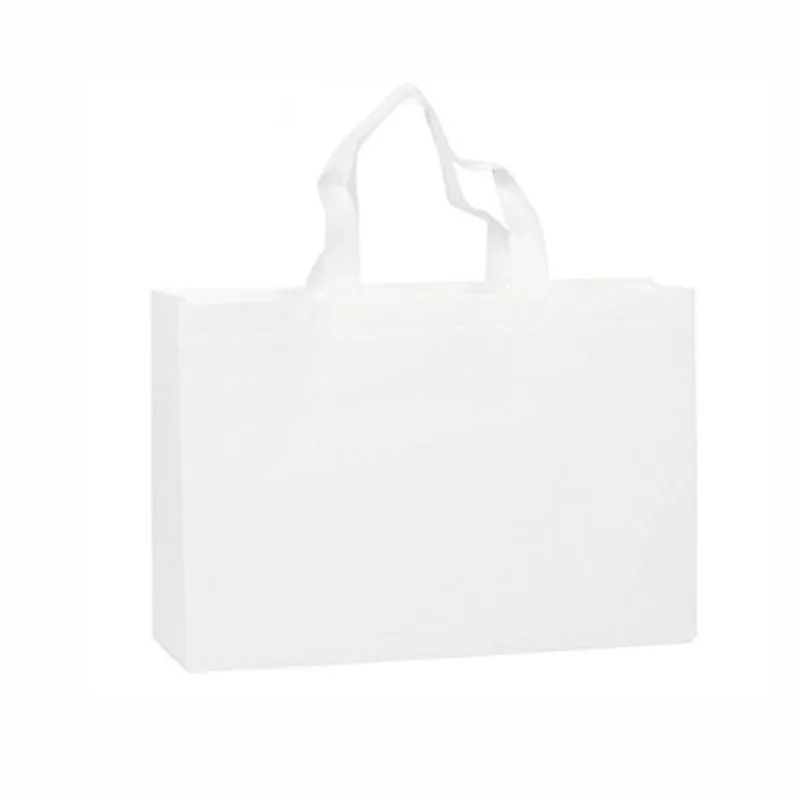100PCS Reusable Non Woven Shopping Bags Eco Friendly Washable Tote Bags White
