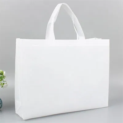 100PCS Reusable Non Woven Shopping Bags Eco Friendly Washable Tote Bags White
