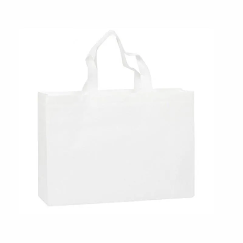 100PCS Reusable Non Woven Shopping Bags Eco Friendly Washable Tote Bags White