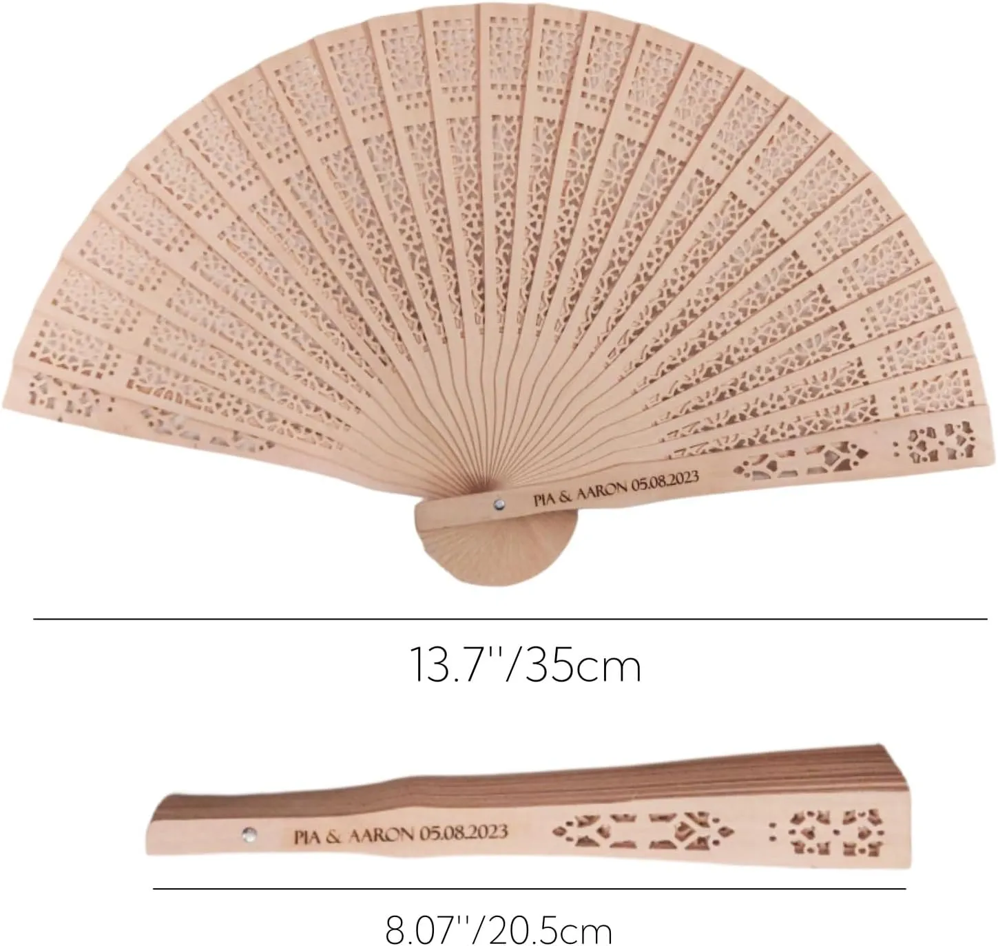100Pcs Wedding Fans Personalized Folding Hand Fans Custom Sandalwood Wedding Fans with Organza Bags Wedding Party Favor Abanicos De Mano Wedding Fans for Guests (100)