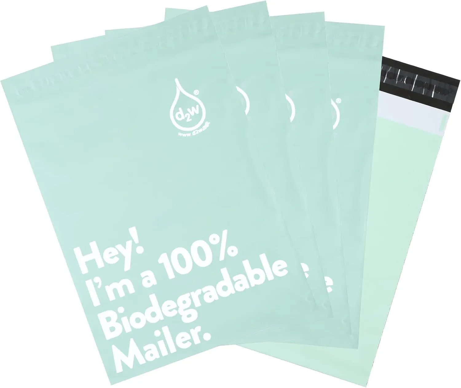 10x13 Inches 100% Biodegradable D2W Poly Mailers, 50pcs Envelopes Shipping Bags, Eco Friendly Waterproof Stretchable Self Sealing Mailing Bags