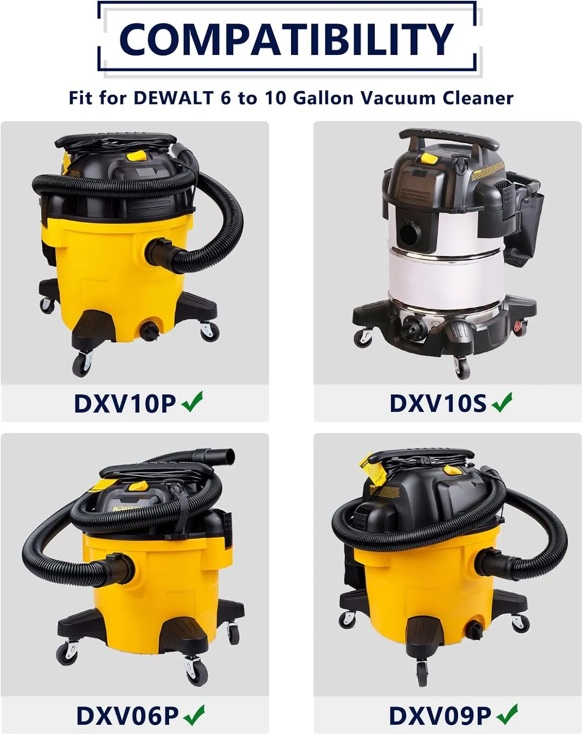 12 Pack DXVA19-4101 Replacement Shop Vac Bags Compatible with DEWALT 6 to 10 Gallon Vacuum, by KEEPOW