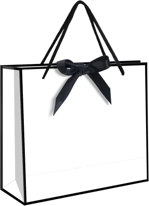 12 Pack Gift Bag with Bow Ribbon Horizontal Paper Gift Bags Bulk for Women Men Birthday Wedding Bridesmaid Party Favor Shopping Retail Gift Sacks (White, 12.6x4.3x10.5 Inch (Pack of 12))