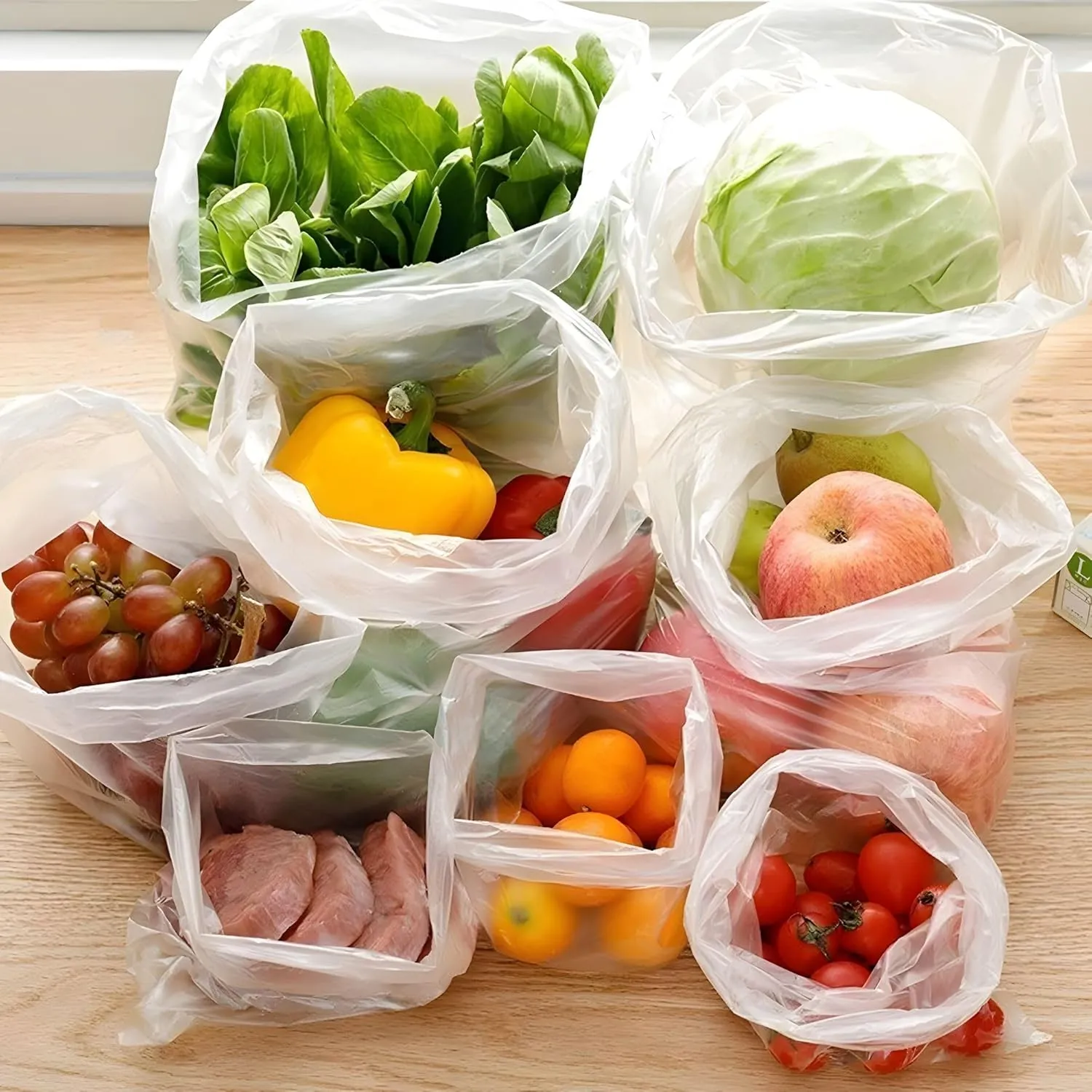 12" x 20" - 360 Bags Clear Plastic Produce Bags Reusable Washable Freshness Disposable Continuous Roll Easy Peel Off Kitchen Grocery Home Use for Produce Food (1 Roll, 12 x 20-360 Bags)