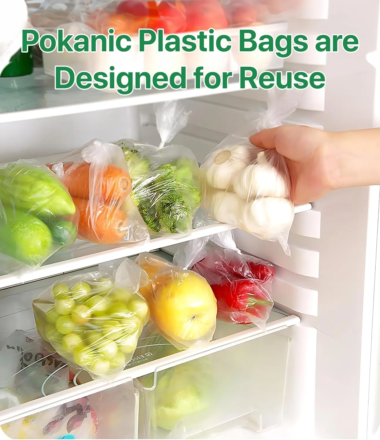 12" x 20" - 360 Bags Clear Plastic Produce Bags Reusable Washable Freshness Disposable Continuous Roll Easy Peel Off Kitchen Grocery Home Use for Produce Food (1 Roll, 12 x 20-360 Bags)