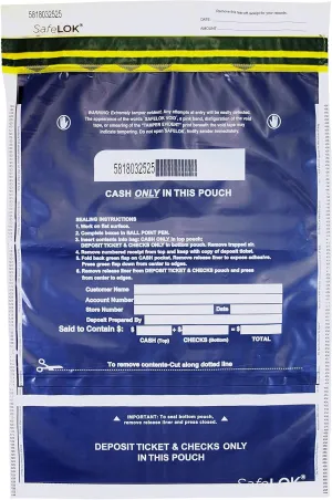 14 X 20 SafeLok, vertical twin, clear, 50 Deposit Bags