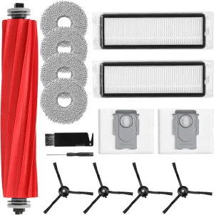 15 Pack Replacement Parts for Q Revo Robot Vacuum, Q Revo Accessory Replacement Kits (1 Rolling Brush   2 HEPA Filters   2 Dust Bags   4 Mop Pads   4 Side Brushes)