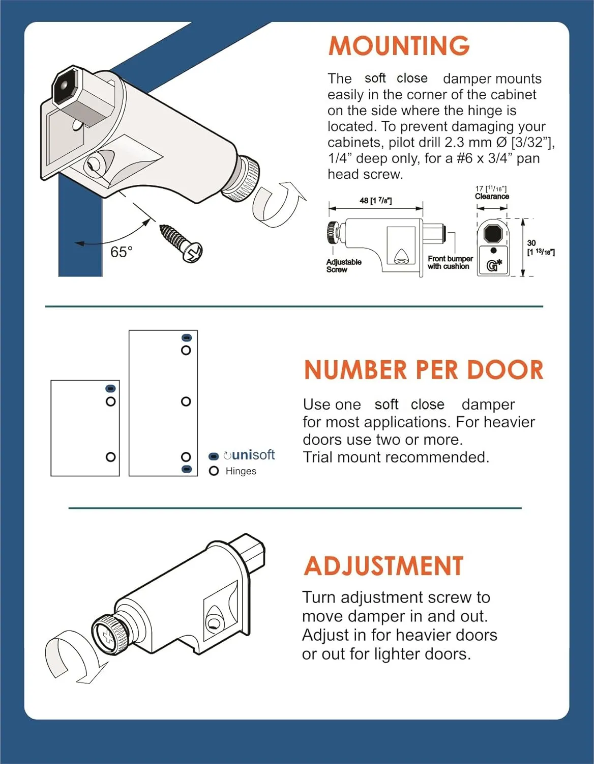 15 Pack Rok Hardware Soft Close Damper for Cabinet Doors/Compact/SoftClose Cabinet Adapter/Hardware/Hinge Polished Nickel Finish, SCD103