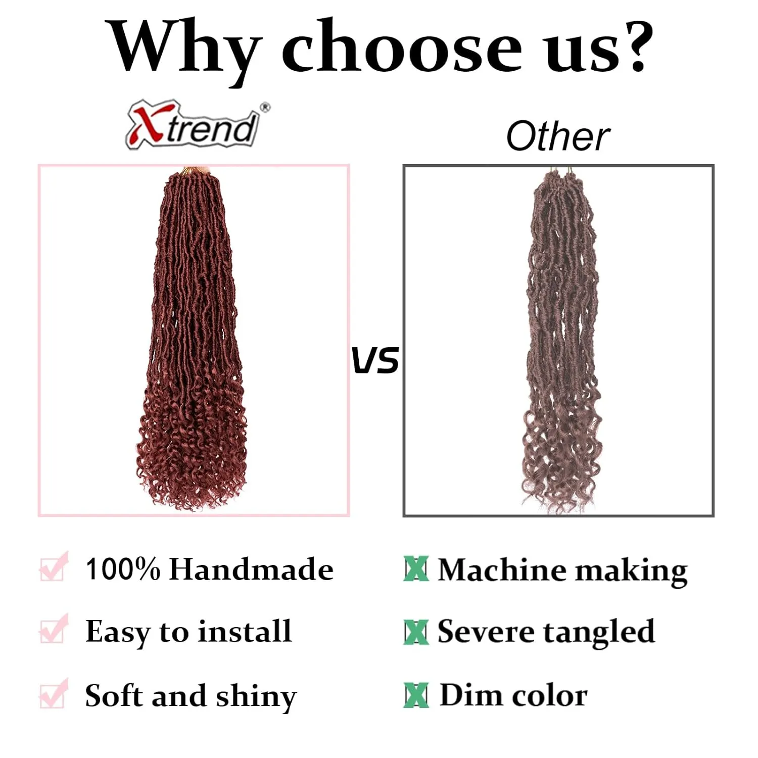 18 Inch New Faux Locs Crochet Hair 7 Packs Cooper Red Wavy Soft Locs Crochet Hair With Curly End Pre-looped Goddess Locs Synthetic Crochet Braiding Hair for Women (12Strands/pack 350#)