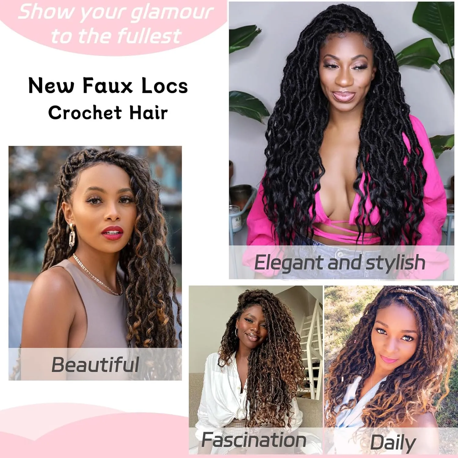 18 Inch New Faux Locs Crochet Hair 7 Packs Cooper Red Wavy Soft Locs Crochet Hair With Curly End Pre-looped Goddess Locs Synthetic Crochet Braiding Hair for Women (12Strands/pack 350#)
