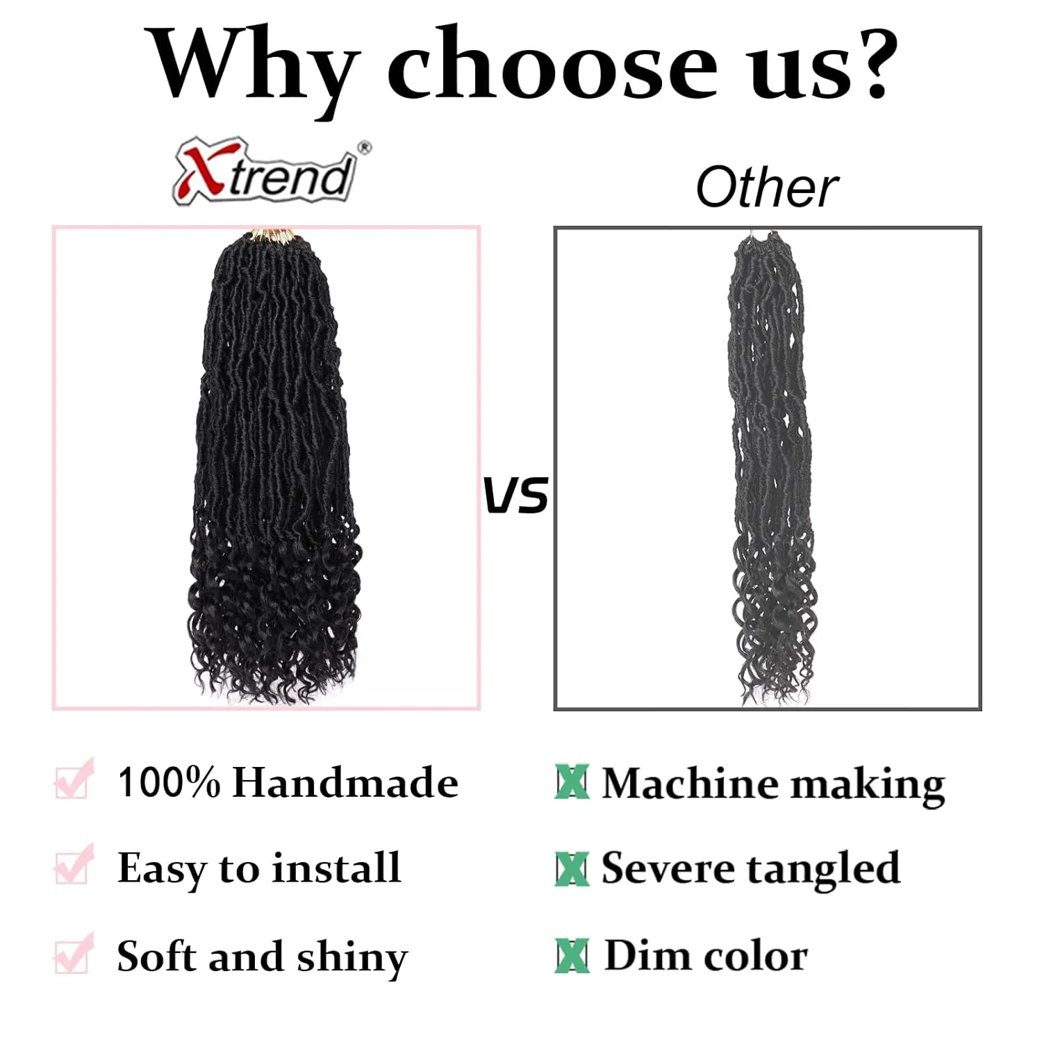 18 Inch New Faux Locs Crochet Hair With Curly Ends 7 Packs Soft Locs Nu Locs Crochet Hair Pre-looped Goddess Locs Natural Black Synthetic Crochet Braiding Hair for Women (12Strands/pack 1B#)