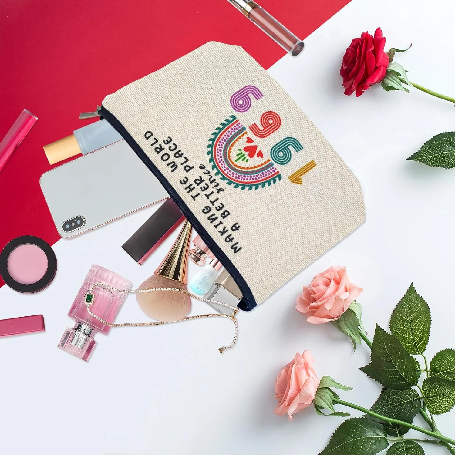 1969 Birthday Gifts for Women Mom Her Grandmother Makeup Bag, Funny 56th Birthday Anniversary Decorations Gift Ideas for 56 Year Old Grandma, Wife, Aunt, Mothers Day, Christmas, Cosmetic Travel Bags