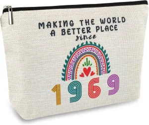 1969 Birthday Gifts for Women Mom Her Grandmother Makeup Bag, Funny 56th Birthday Anniversary Decorations Gift Ideas for 56 Year Old Grandma, Wife, Aunt, Mothers Day, Christmas, Cosmetic Travel Bags