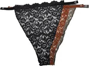 [198] Black, Gray, Brown - Full LACE (Three in a Pack) Snap-to-Bra Mock Camisole - Original Classic.