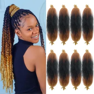 1B/30/27 Kinky Braiding Hair Twist Up Springy Afro Twist Hair 24 Inch 8 Packs Ombre Kinky Twists Hair for Braiding Fluffy Cuban Twist Hair Synthetic Afro Braiding Hair (Black to Blonde, 24in 8P)