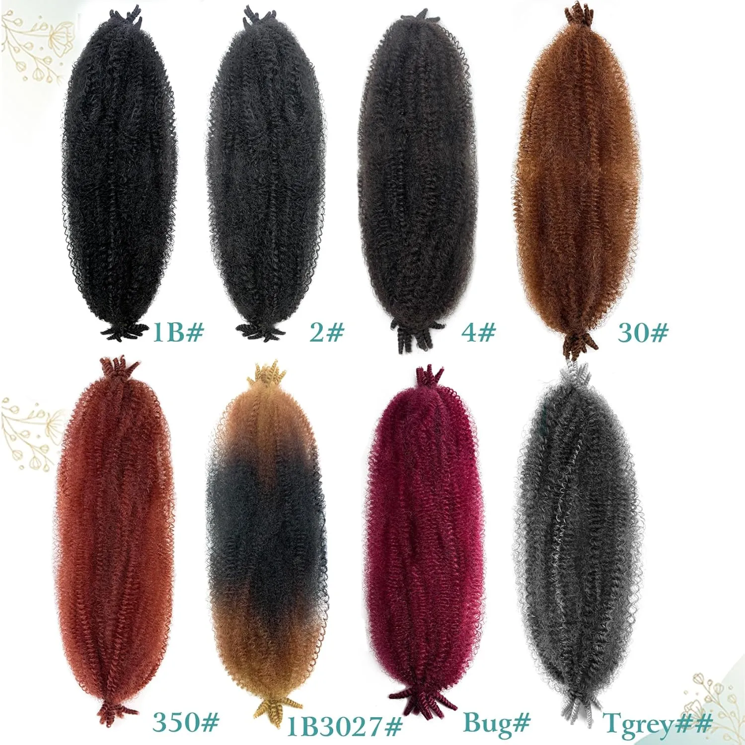 1B/30/27 Kinky Braiding Hair Twist Up Springy Afro Twist Hair 24 Inch 8 Packs Ombre Kinky Twists Hair for Braiding Fluffy Cuban Twist Hair Synthetic Afro Braiding Hair (Black to Blonde, 24in 8P)