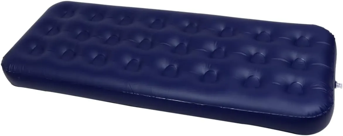 1pc Portable Inflatable Single Camping Mat Flocking PVC Air Mattress Bed Comfortable Sleep Pad for Outdoor Beach Travel