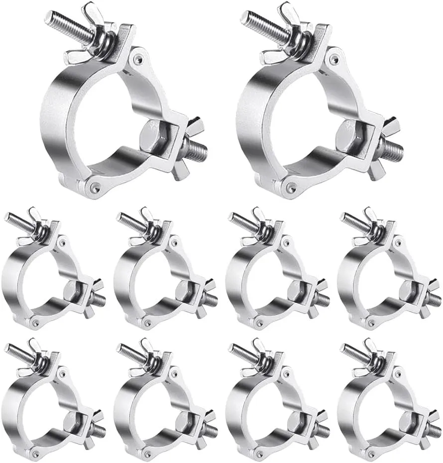 2 Inch Truss O Clamps, 10 Pack Olaalite Aluminum Stage Light Clamps for Truss, Heavy Duty 220LB LED Par Light Moving Head Lighting clamps, Fit for 48-52mm OD Tube/Pipe