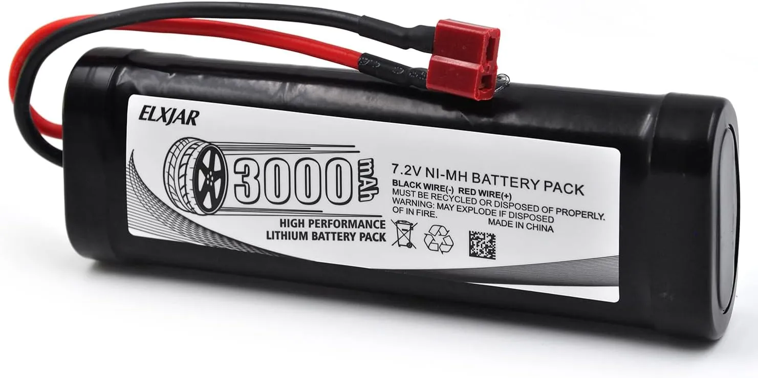 (2-Pack) 7.2V NiMH RC 3000mAh Battery with Deans Connector, for RC Car RC Truck LOSI Associated HPI Kyosho Tamiya Hobby with Balance Charger