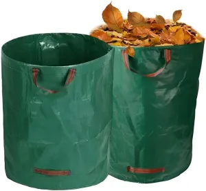 2-Pack 80 Gallon Reusable Yard Waste bags (H33, D26 inches) Standable Leaf Bags,Yard Debris Bags,Garden Trash Bags,Grass Clippings Bags 4 Handles