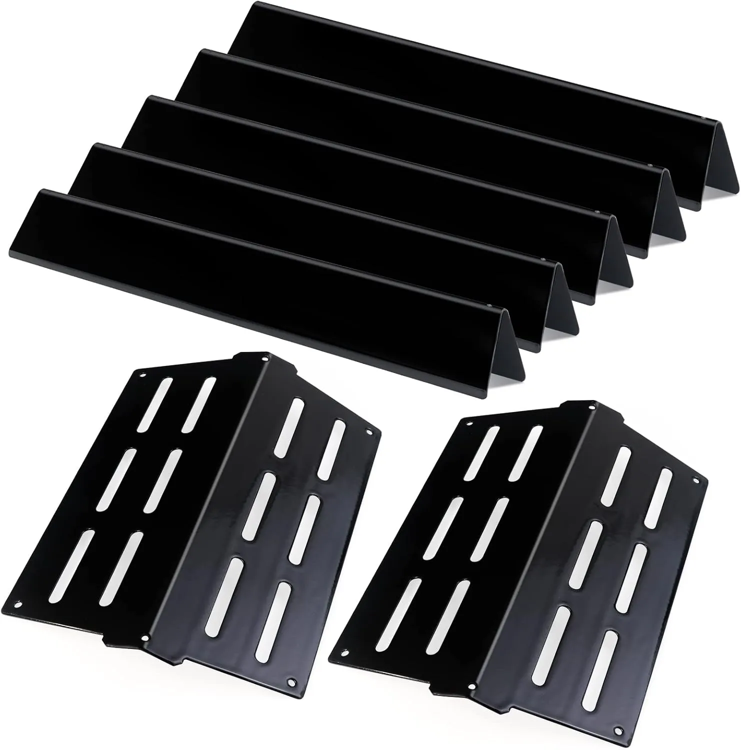 2 Pack Heat Deflector& 5 Pack Flavorizer Bars Grill Replacement Parts for Weber Genesis 300 Series E310 E320 E330 S310 S320 S330 E-310 E-320 S-310 S-320，Porcelain-enameled