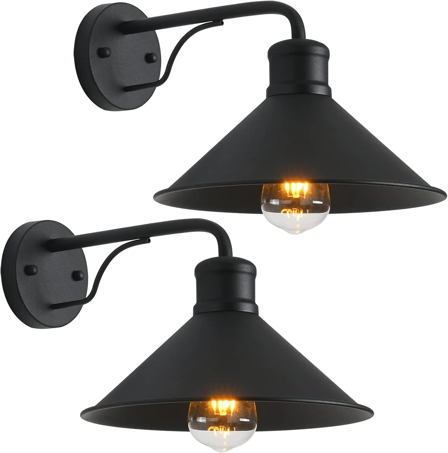 2 Pack Outdoor Wall Lights Wall Mount for House, Porch Light Fixtures, Matte Black Modern Farmhouse Wall Sconce, Classic Barn Lights Outdoor & Indoor-E26 Socket