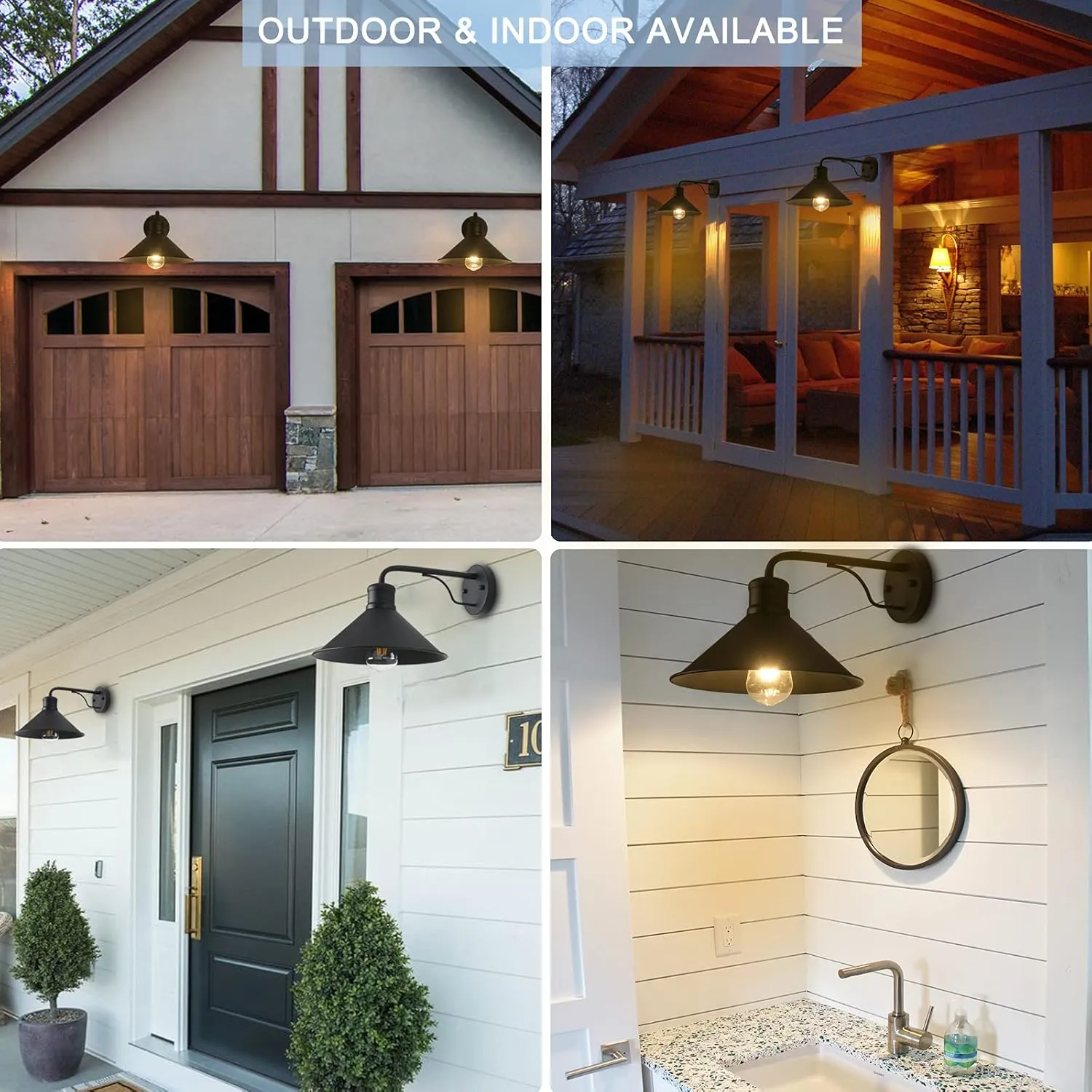 2 Pack Outdoor Wall Lights Wall Mount for House, Porch Light Fixtures, Matte Black Modern Farmhouse Wall Sconce, Classic Barn Lights Outdoor & Indoor-E26 Socket