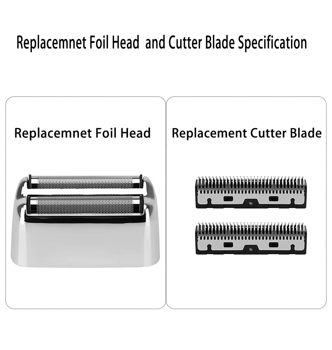 2 Pack Replacement Foil and Cutters Blade Compatible with BabylissPRO Barberology FXFS2/FXFS2G/FXFS2RG Double Foil Shaver, Replacement Head for BabylissPRO Electric Razor Silver