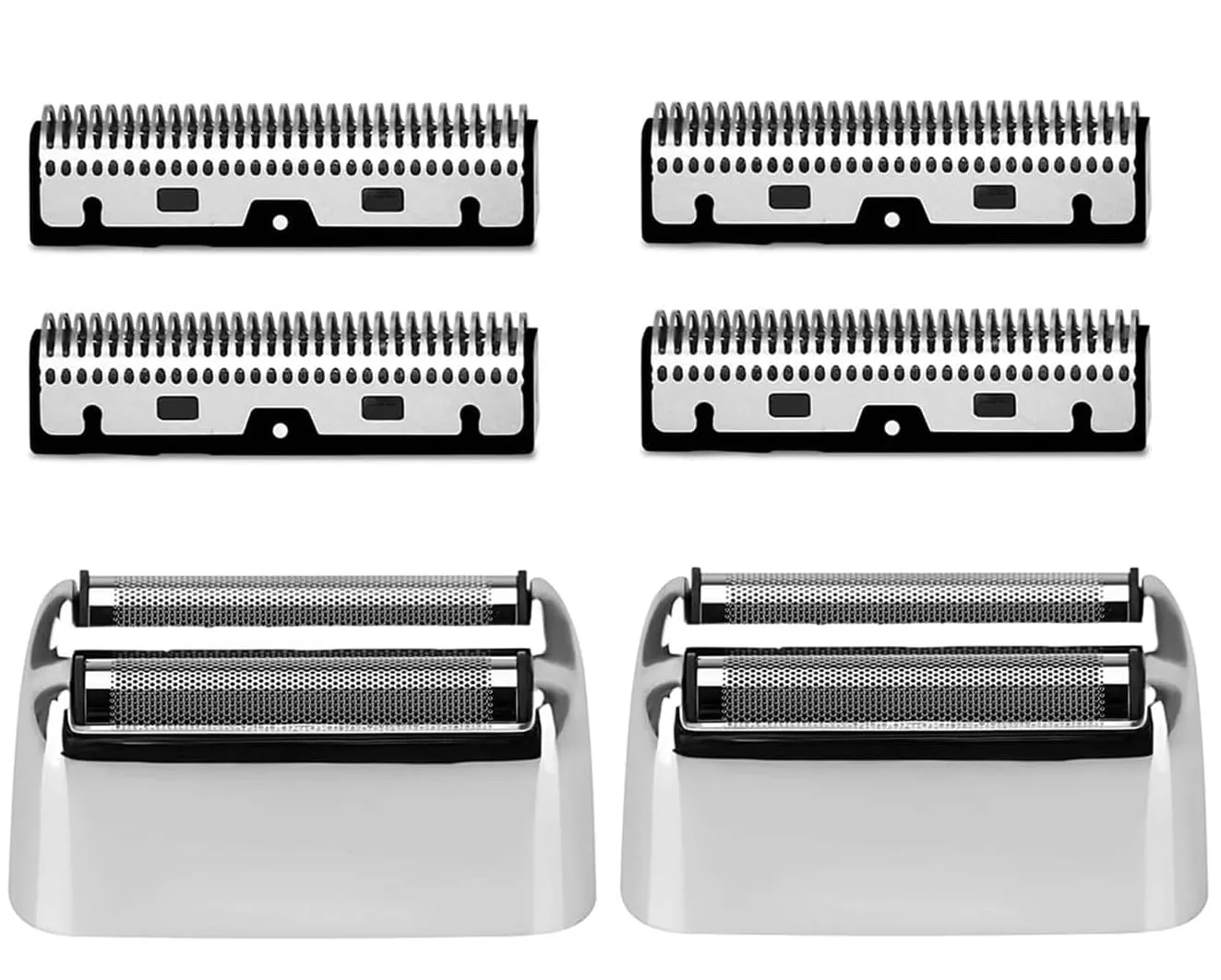 2 Pack Replacement Foil and Cutters Blade Compatible with BabylissPRO Barberology FXFS2/FXFS2G/FXFS2RG Double Foil Shaver, Replacement Head for BabylissPRO Electric Razor Silver