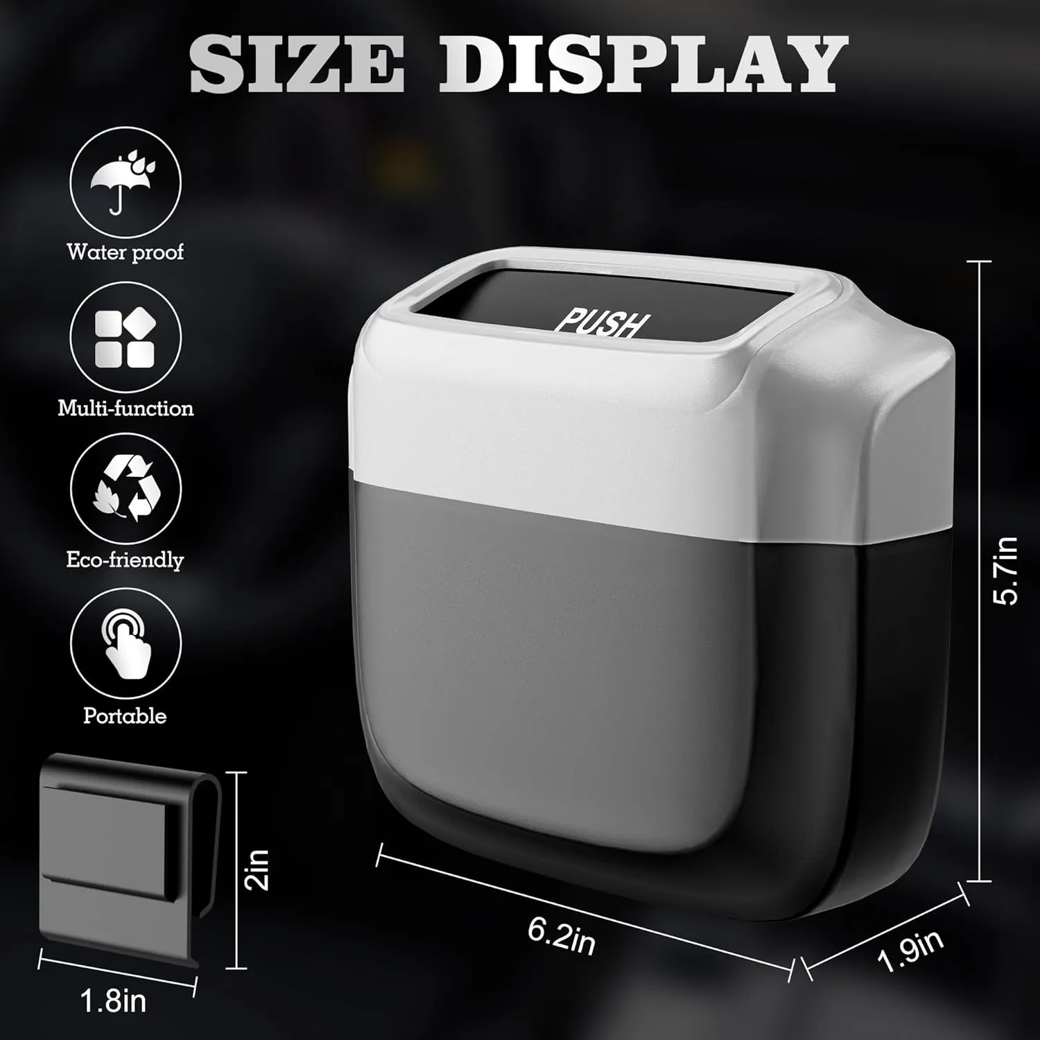2 Packs Car Trash Can with Lid，Built-in Storage Garbage Bag，Leakproof Vehicle Trash，Car Accessories for Interior,Mini Garbage Bin for Automotive, Office, Kitchen,Bedroom，with 30pcs Trash Bags