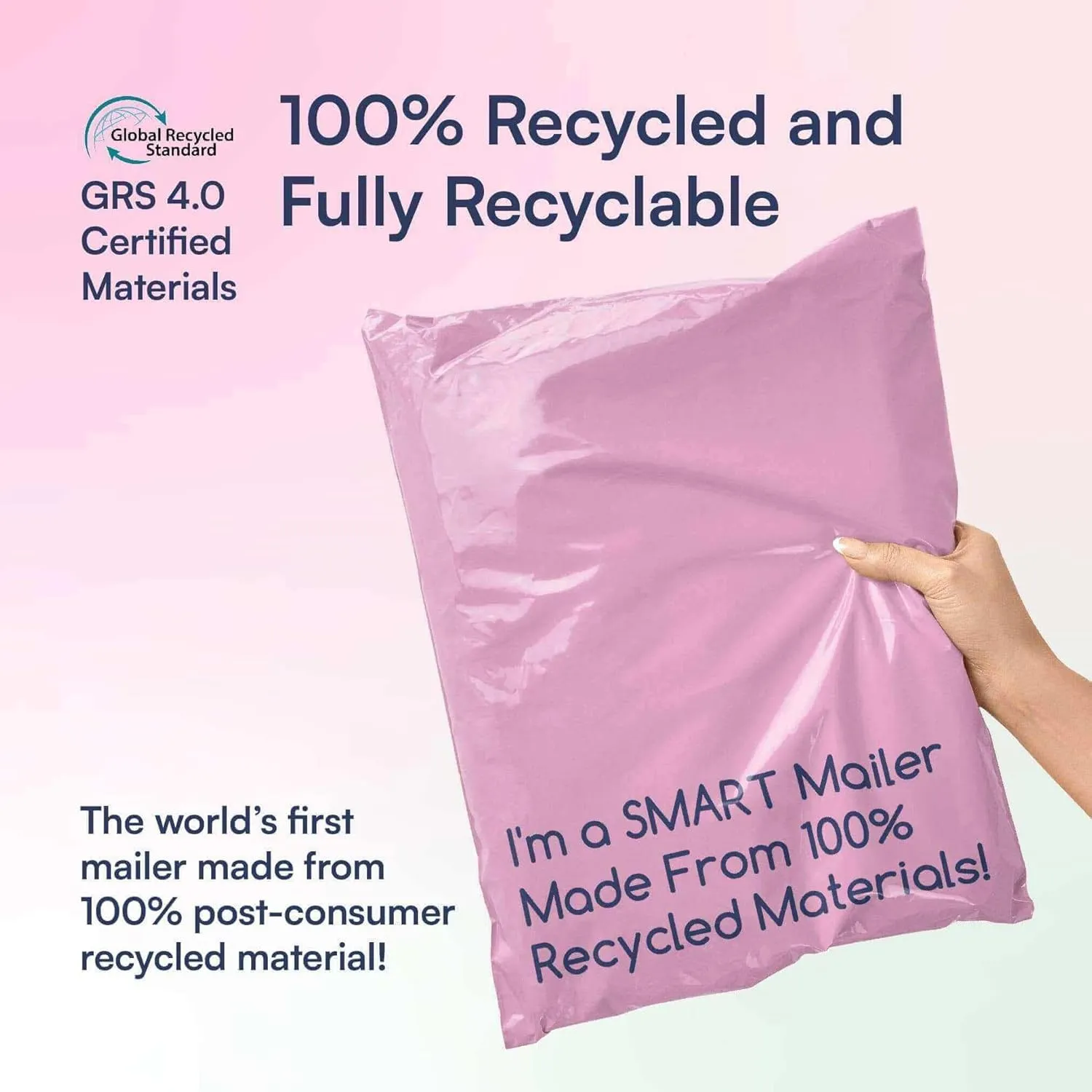 200 Count, 10x13 inch 100% Recycled Poly Mailers Eco Friendly Packaging Envelopes Supplies Mailing Bags 2.5 Mil Thick - SMART Mailer